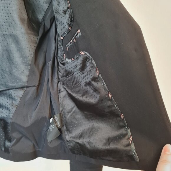 RW&CO Stretch Lining Womens Black Suit Blazer Size 0 One Button Stylish Chic - Picture 6 of 16